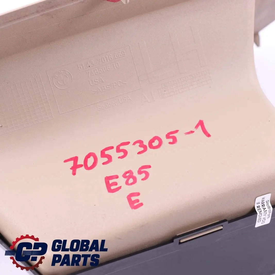 BMW Z4 E85 Consola Central Cubreobjetos Inserto Izquierdo 7016669 - SKU 7055305-1 - Número de pieza 7055305