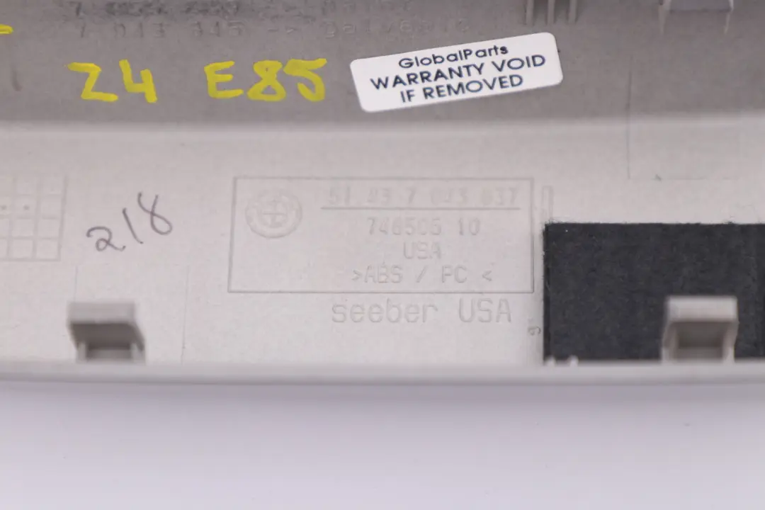 Roll Bar Trim Panel Left N/S Grey Silver 7043837 to BMW Z4 E85 with Part number 7055439 BMW Z4 E85 Roll Bar Trim Panel Left N/S Grey Silver 7043837 - SKU 7055439 - Part number 7055439