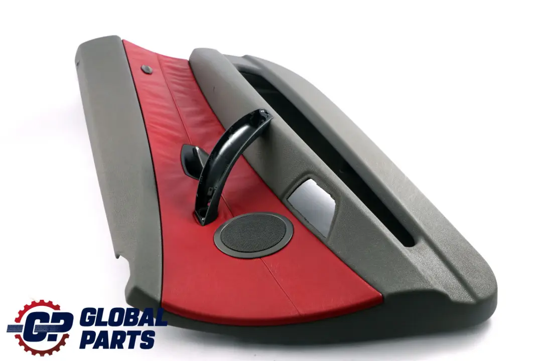 BMW Z4 E85 E86 Anteriore Destro Porta Scheda Pelle Grigio Rosso Trim Panel - SKU 7055948 - Numero di parte 7055948