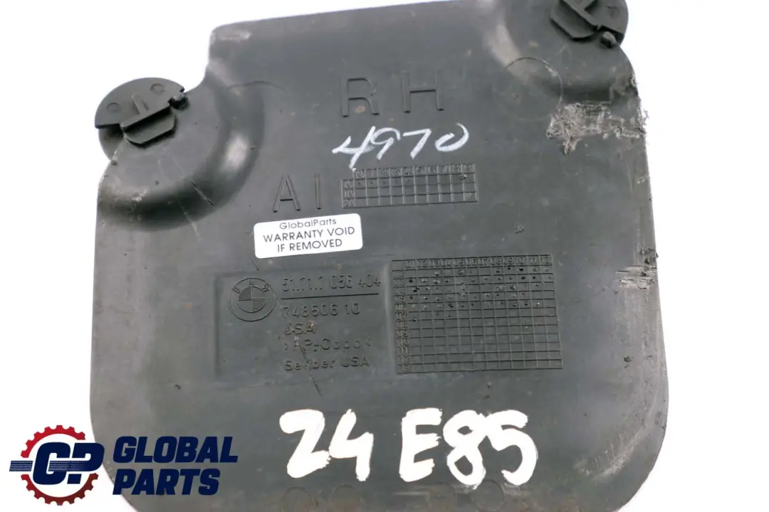 Osłona Zaślepka Nadkola Prawy Przód do BMW Z4 E85 E86 o numerze 7056404 BMW Z4 E85 E86 Osłona Zaślepka Nadkola Prawy Przód - SKU 7056404 - Numer Części 7056404