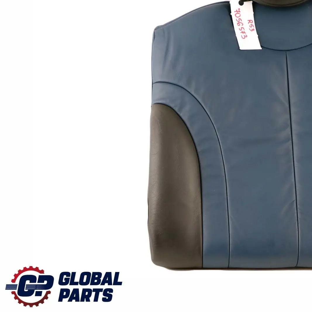 Left N/S Backrest Leather Gravity Lapis Blue to BMW Mini R53 Cooper S Rear Seat with Part number 7056573 BMW Mini R53 Cooper S Rear Seat Left N/S Backrest Leather Gravity Lapis Blue - SKU 7056573 - Part number 7056573