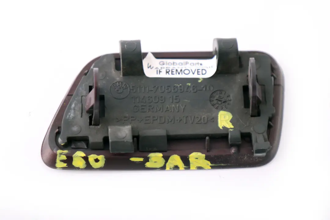 BMW 5 Series E60 Front Bumper Headligh Flap Cover Right O/S Barberarot Red A39 - SKU 7056946-BAR - Part number 7056946