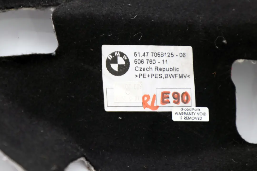 BMW 3 er E90 E91 E92 LCI Schallisolierung Radhaus Hinten Links - SKU 7058125 - Teilenummer 7221973