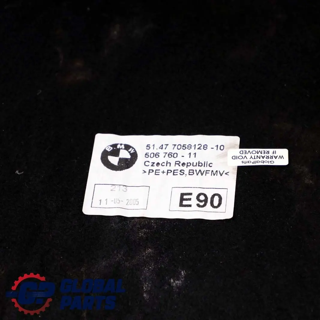BMW E90 E90N LCI Aislamiento Acústico Piso Trasero Panel Cubierta - SKU 7058128 - Número de pieza 7058128