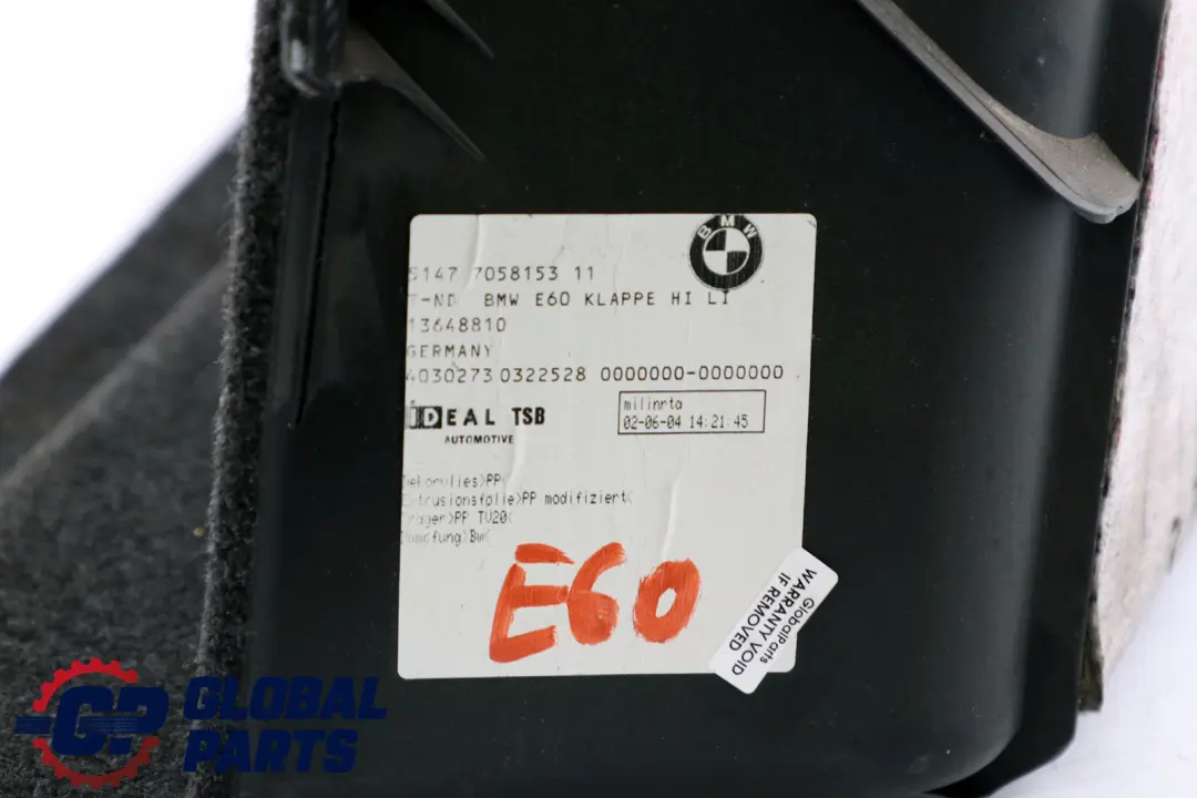 Carenatura Portabagagli Deposito Ciotola SX Copertura Batteria per BMW E60 con numero di parte 7058153 BMW E60 Carenatura Portabagagli Deposito Ciotola SX Copertura Batteria - SKU 7058153 - Numero di parte 7058153