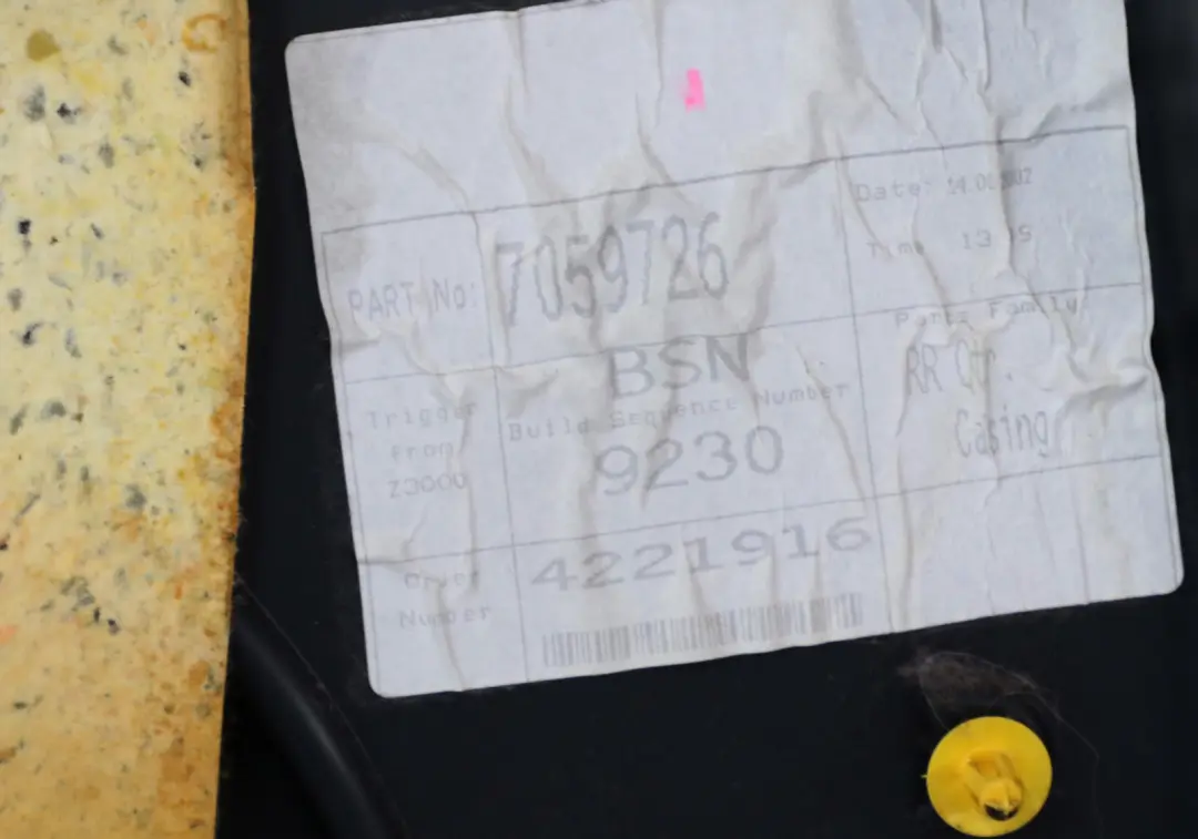 Mini Cooper R50 R53 Trasero Derecho O / Lateral Trim Panel Lateral Panther Negro - SKU 7059726 - Número de pieza 7059726