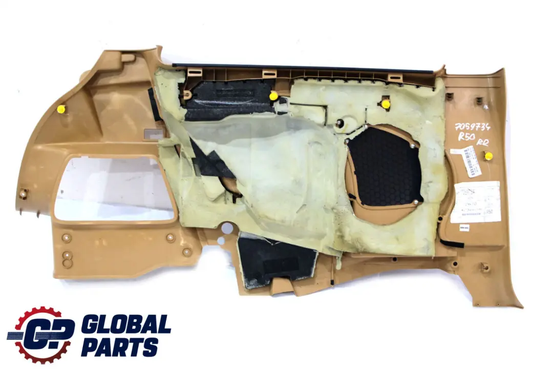 Right O/S Lateral Trim Side Panel Cordoba Beige to Mini Cooper R50 R53 Rear with Part number 7059734 Mini Cooper R50 R53 Rear Right O/S Lateral Trim Side Panel Cordoba Beige - SKU 7059734 - Part number 7059734