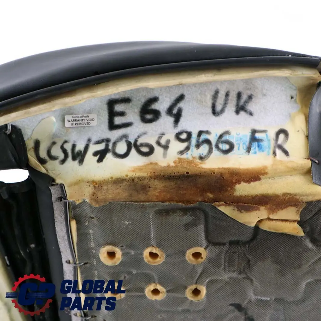 Front Right O/S Sport Seat Cover Black Leather to BMW 6 E64 Convertible with Part number 7064956 BMW 6 E64 Convertible Front Right O/S Sport Seat Cover Black Leather - SKU 7064956 - Part number 7064956