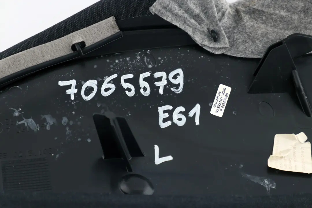 Side Finisher Rear Seat Left N/S Cloth Fabric Anthracite to BMW 5 Series E61 with Part number 7065579 BMW 5 Series E61 Side Finisher Rear Seat Left N/S Cloth Fabric Anthracite - SKU 7065579 - Part number 7065579