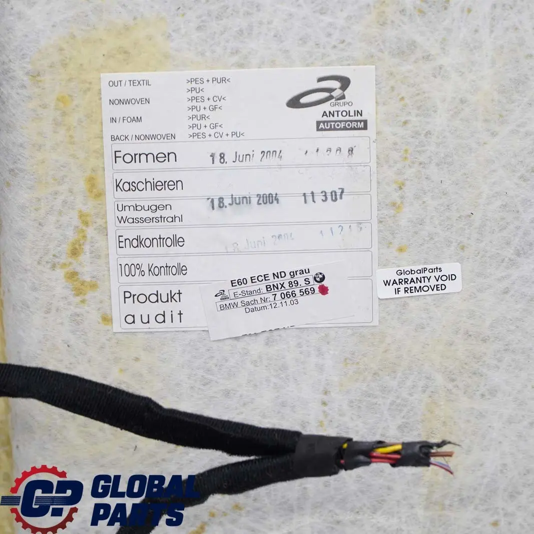 Headlining Moulded Roof Lining Himmelgrau Grey to BMW 5 Series E60 Saloon with Part number 51447066569 BMW 5 Series E60 Saloon Headlining Moulded Roof Lining Himmelgrau Grey - SKU 7066569 - Part number 51447066569