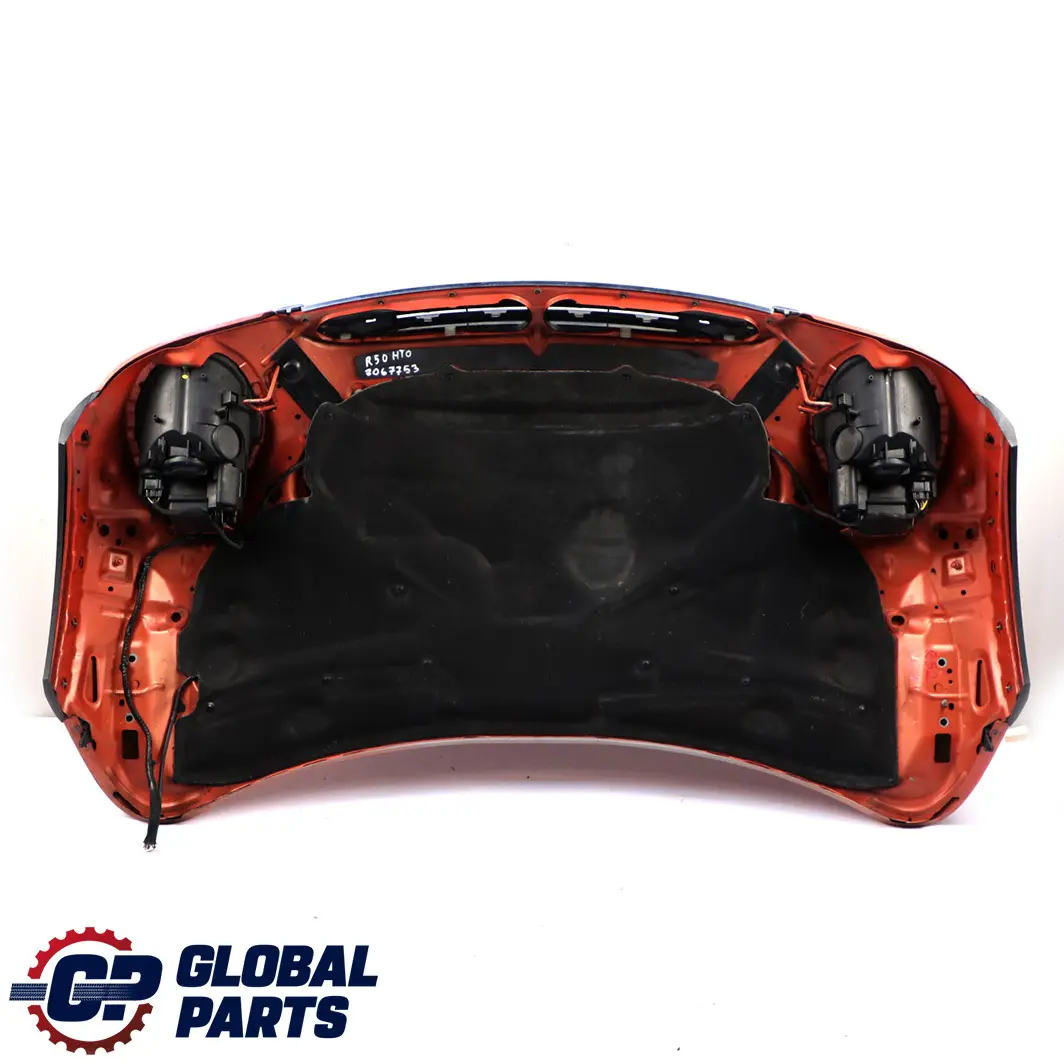 Complete Bonnet Front Hood Headlight Hot Orange to Mini Cooper One R50 R52 with Part number 7067753 Mini Cooper One R50 R52 Complete Bonnet Front Hood Headlight Hot Orange - SKU 7067753-HOT - Part number 7067753