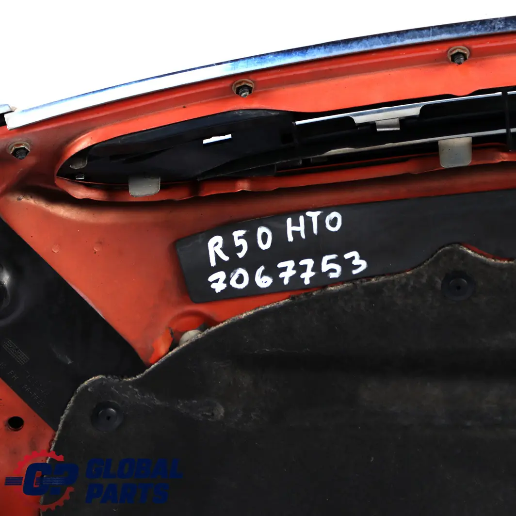 Complete Bonnet Front Hood Headlight Hot Orange to Mini Cooper One R50 R52 with Part number 7067753 Mini Cooper One R50 R52 Complete Bonnet Front Hood Headlight Hot Orange - SKU 7067753-HOT - Part number 7067753
