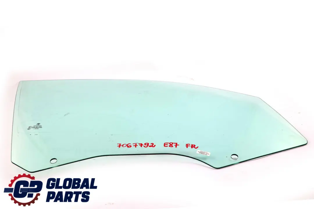 Front Right Driver's Side Door Window Glass O/S 5133 to BMW E87 with Part number 51337067792 BMW E87 Front Right Driver's Side Door Window Glass O/S 5133 - SKU 7067792 - Part number 51337067792