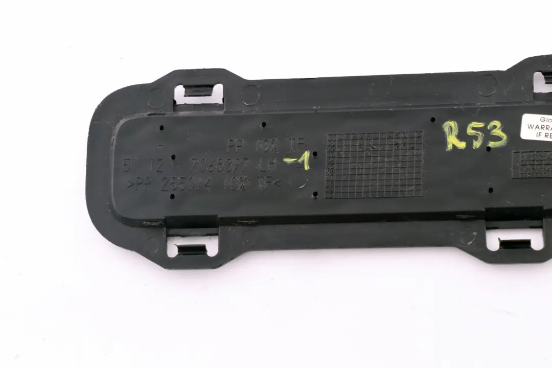 Trim Grille Mini Cooper S R52 R53 Left N/S Rear Bumper to with Part number 7068397 Trim Grille Mini Cooper S R52 R53 Left N/S Rear Bumper - SKU 7068397-1 - Part number 7068397