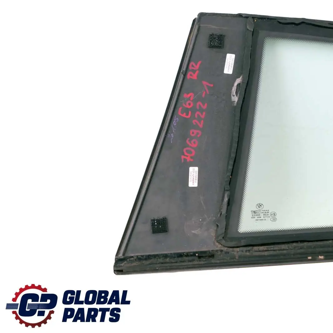 Right Door O/S Side Window Glass Green AS2 to BMW E63 Rear with Part number 7069222 BMW E63 Rear Right Door O/S Side Window Glass Green AS2 - SKU 7069222-1 - Part number 7069222