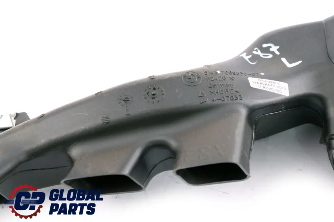 Left Floor Heater Duct Air Part N/S to BMW E81 E82 E84 E87 E88 with Part number 7069530 BMW E81 E82 E84 E87 E88 Left Floor Heater Duct Air Part N/S - SKU 7069530 - Part number 7069530