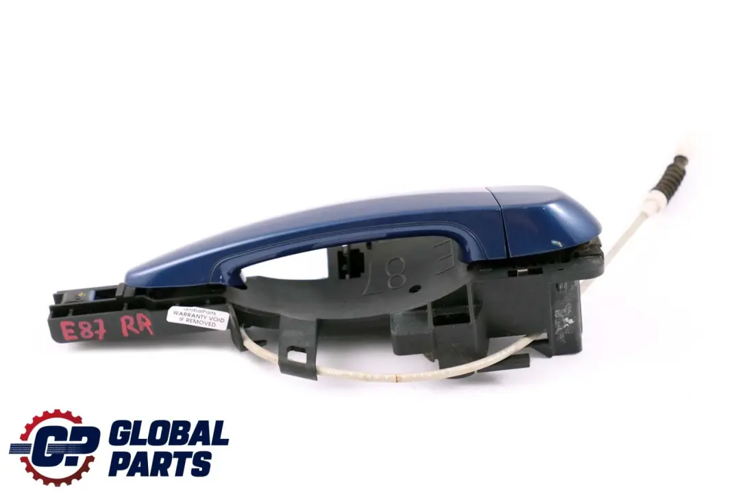 BMW E87 Manija De La puerta trasera derecha completa Le Mans Blau Azul 381 - SKU 7069759-LMB - Número de pieza 7069759