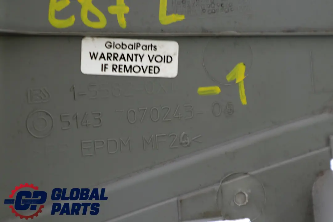 Column B Upper Left Grey Grau to BMW 1 Series E87 E87N Cover with Part number 7070243 BMW 1 Series E87 E87N Cover Column B Upper Left Grey Grau - SKU 7070243-1 - Part number 7070243