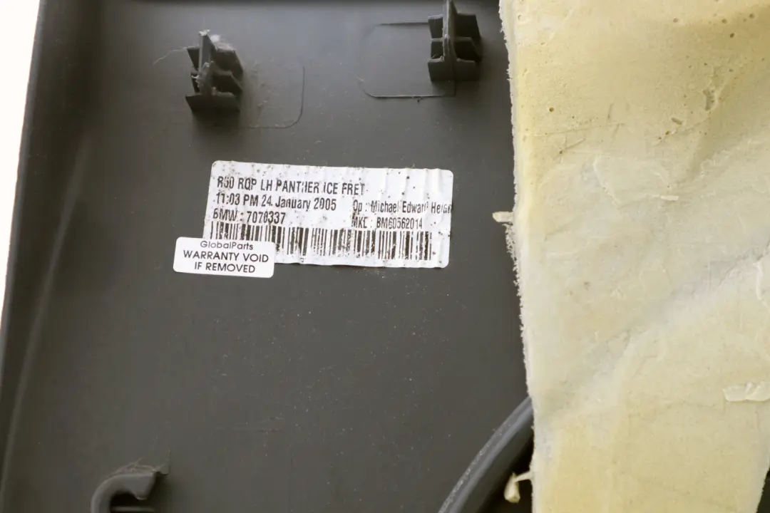 Mini Cooper R50 R53 Rear Left N/S Lateral Trim Side Panel Panther Black - SKU 7070337 - Part number 7070337