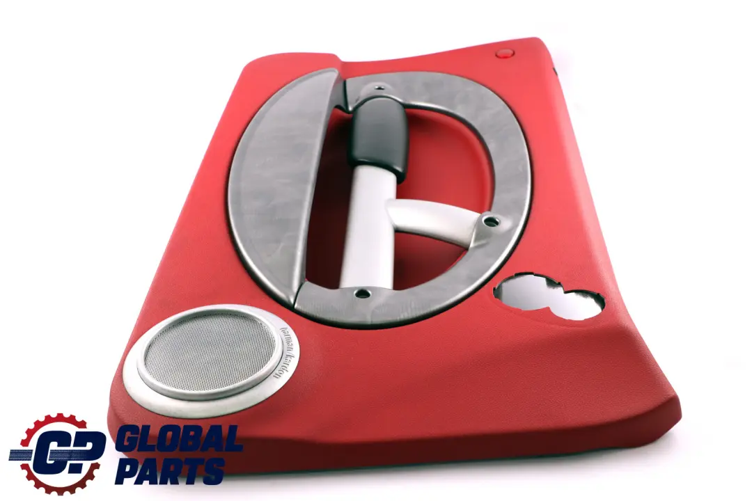 Front Left N/S Door Card Trim Tartan Red Alloy Patina HiFi to BMW Mini R50 R53 with Part number 7070631 BMW Mini R50 R53 Front Left N/S Door Card Trim Tartan Red Alloy Patina HiFi - SKU 7070631 - Part number 7070631