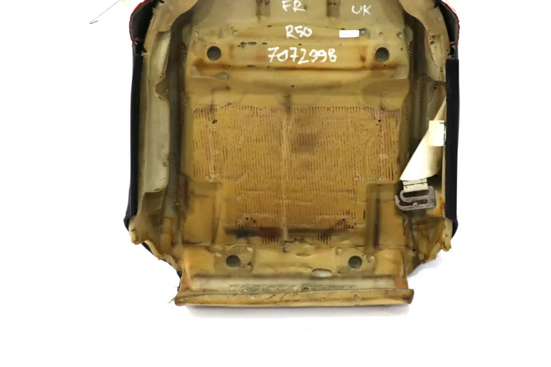 Front Right Sport Seat O/S Backrest Squab Cloth Tartan Red to BMW Mini Cooper R50 with Part number 7072998 BMW Mini Cooper R50 Front Right Sport Seat O/S Backrest Squab Cloth Tartan Red - SKU 7072998 - Part number 7072998