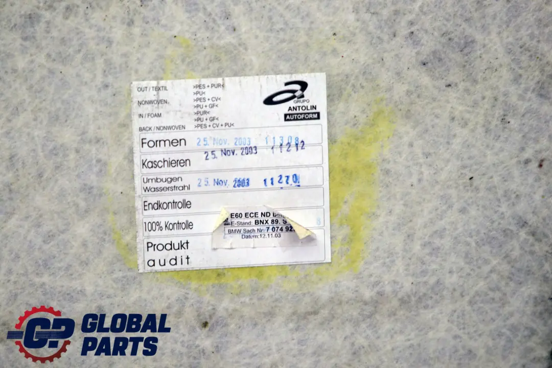 BMW 5 Series E60 Headlining Roof Lining Beige - SKU 7074925 - Part number 7074925
