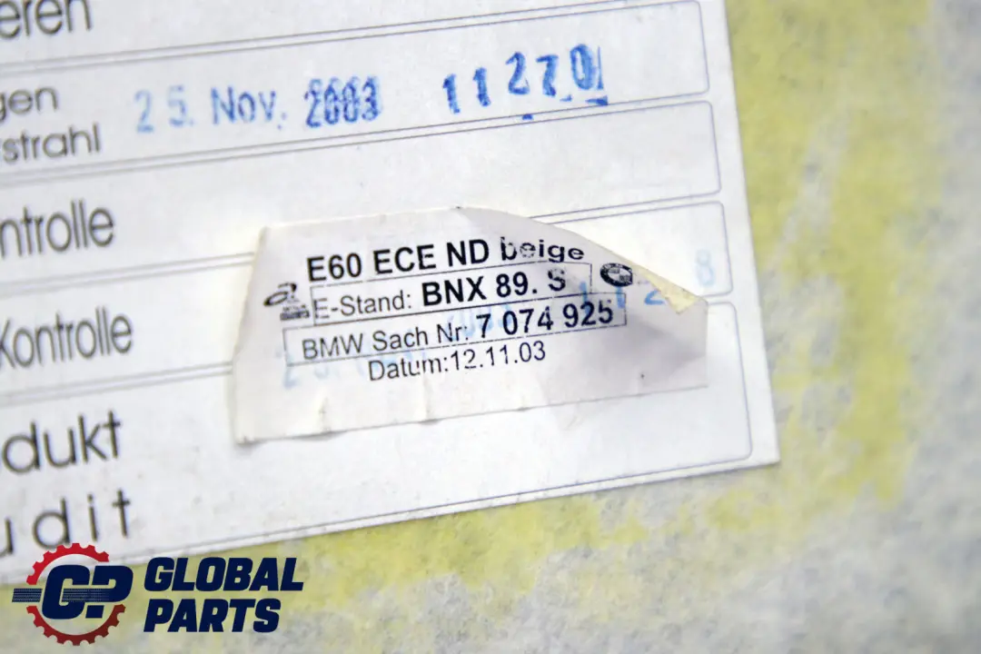 BMW 5 Series E60 Headlining Roof Lining Beige - SKU 7074925 - Part number 7074925
