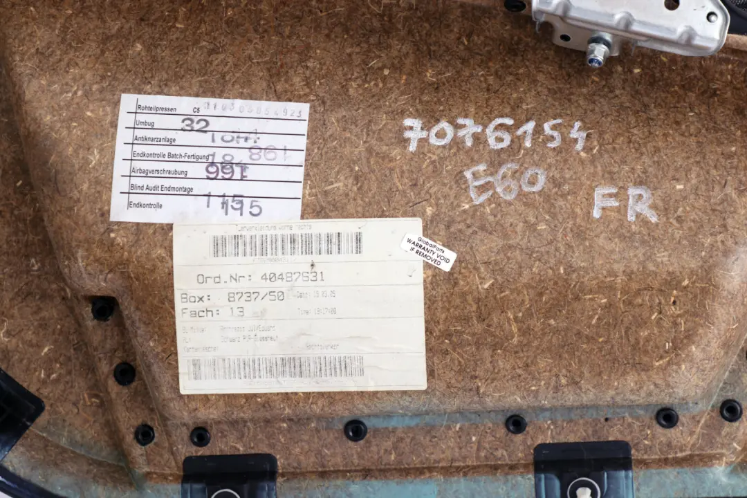 BMW E60 E61 Pannello Porta Tessuto Anteriore Destro Antracite - SKU 7076154 - Numero di parte 7076154