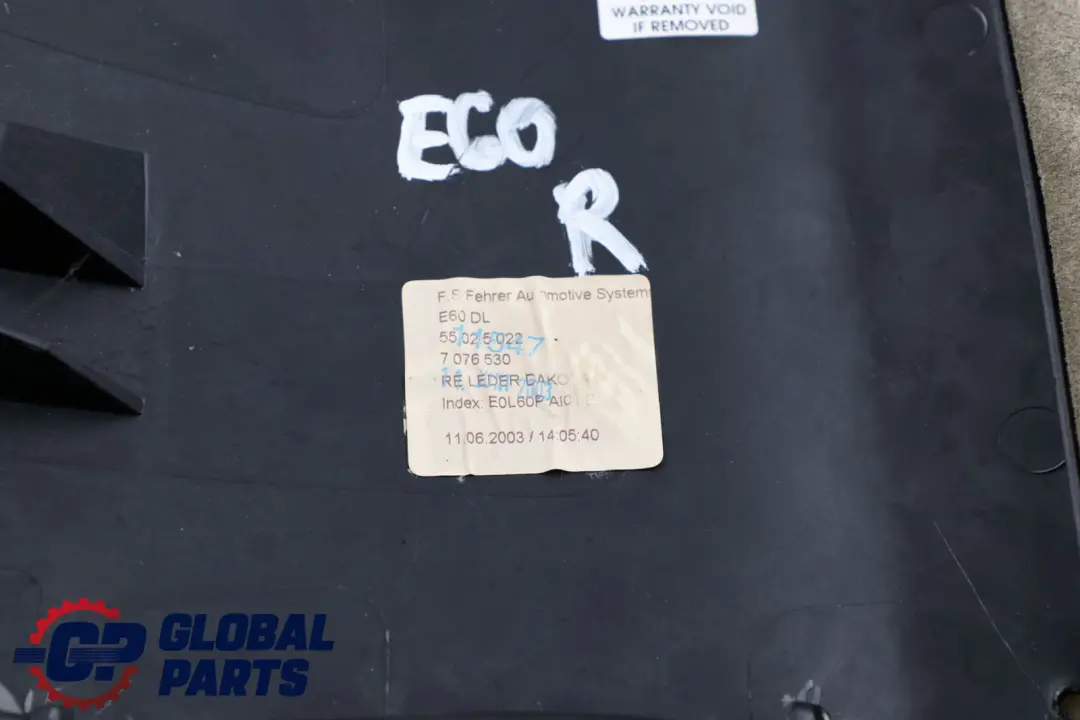 BMW 5 Series E60 Side Finisher Rear Seat Right O/S Leather Grey - SKU 7076530 - Part number 7076530