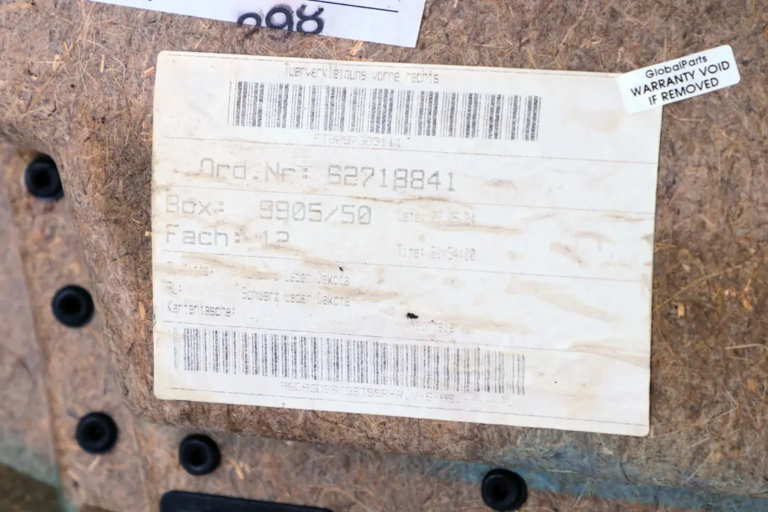 BMW 5 er 5 E60 E61 Türverkleidung Vorn Rechts Schwarz - SKU 7076764 - Teilenummer 7076764