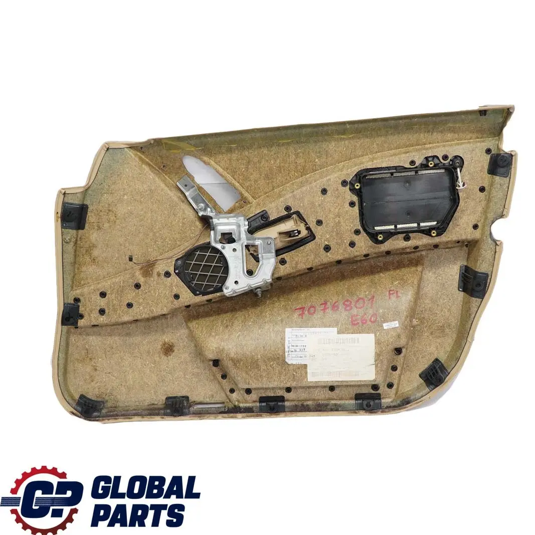 BMW E60 E61 Frente Izquierda Tarjeta De puerta De cuero Nasca Beige Forro Trim - SKU 7076801 - Número de pieza 7076801