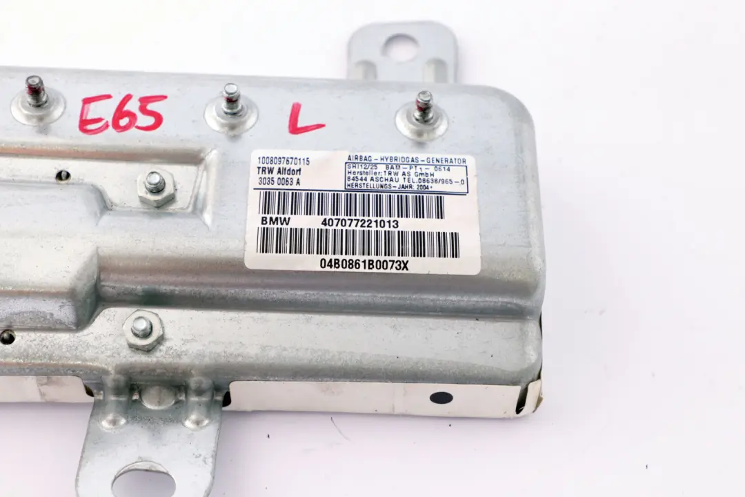 7er E65 E66 Hinten Links Tür Airbag Modul für BMW mit Teilenummer 7077221 BMW 7er E65 E66 Hinten Links Tür Airbag Modul - SKU 7077221 - Teilenummer 7077221