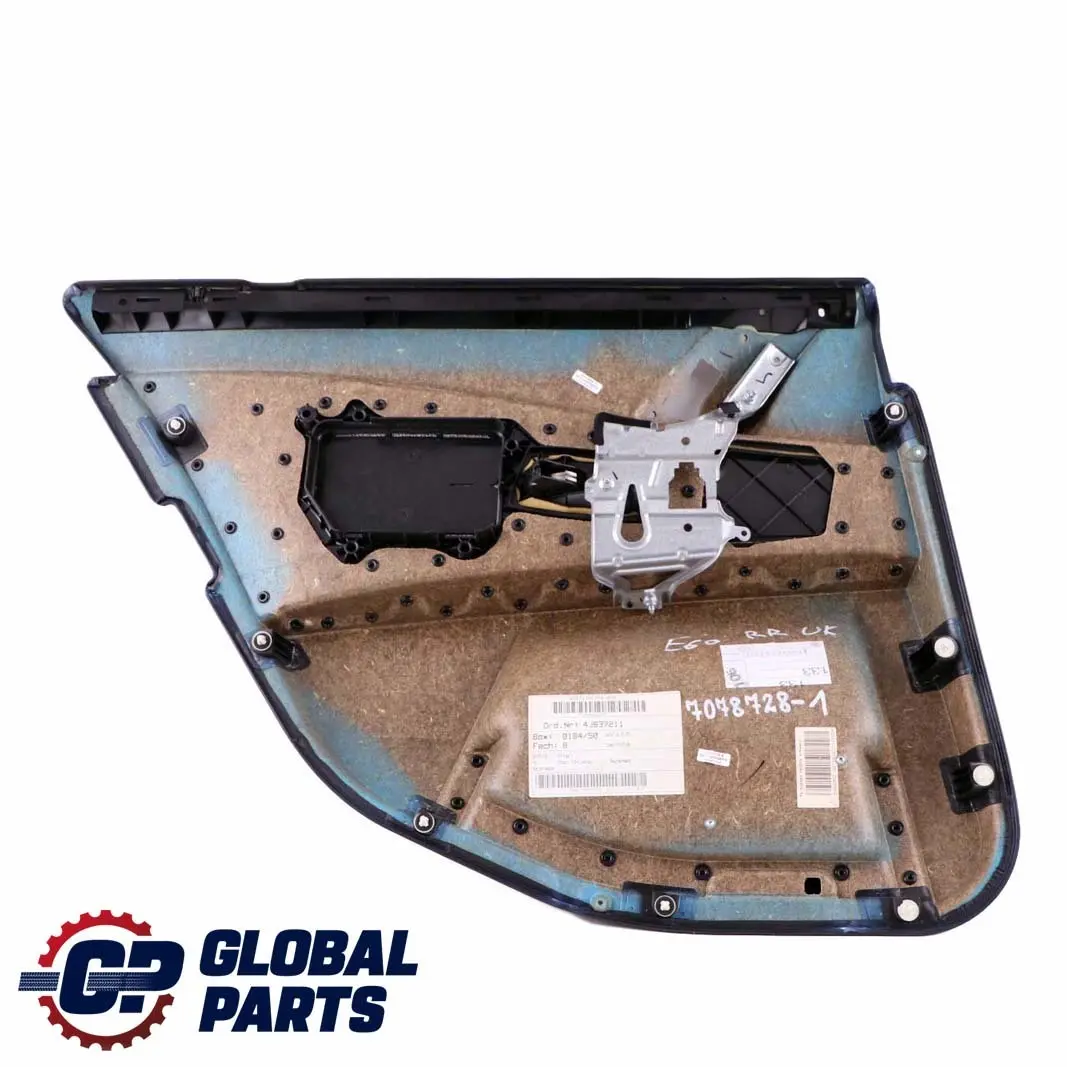 Right O/S Door Card Lining Cloth Cover Trim Black Panel to BMW E60 E61 Rear with Part number 7078728 BMW E60 E61 Rear Right O/S Door Card Lining Cloth Cover Trim Black Panel - SKU 7078728-1 - Part number 7078728