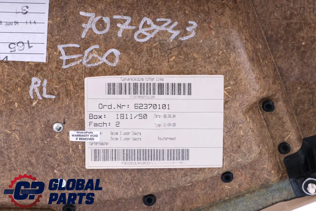 Türverkleidung Hinten Links Beige Leder für BMW 5 Series E60 E61 mit Teilenummer 7078743 BMW 5 Series E60 E61 Türverkleidung Hinten Links Beige Leder - SKU 7078743 - Teilenummer 7078743