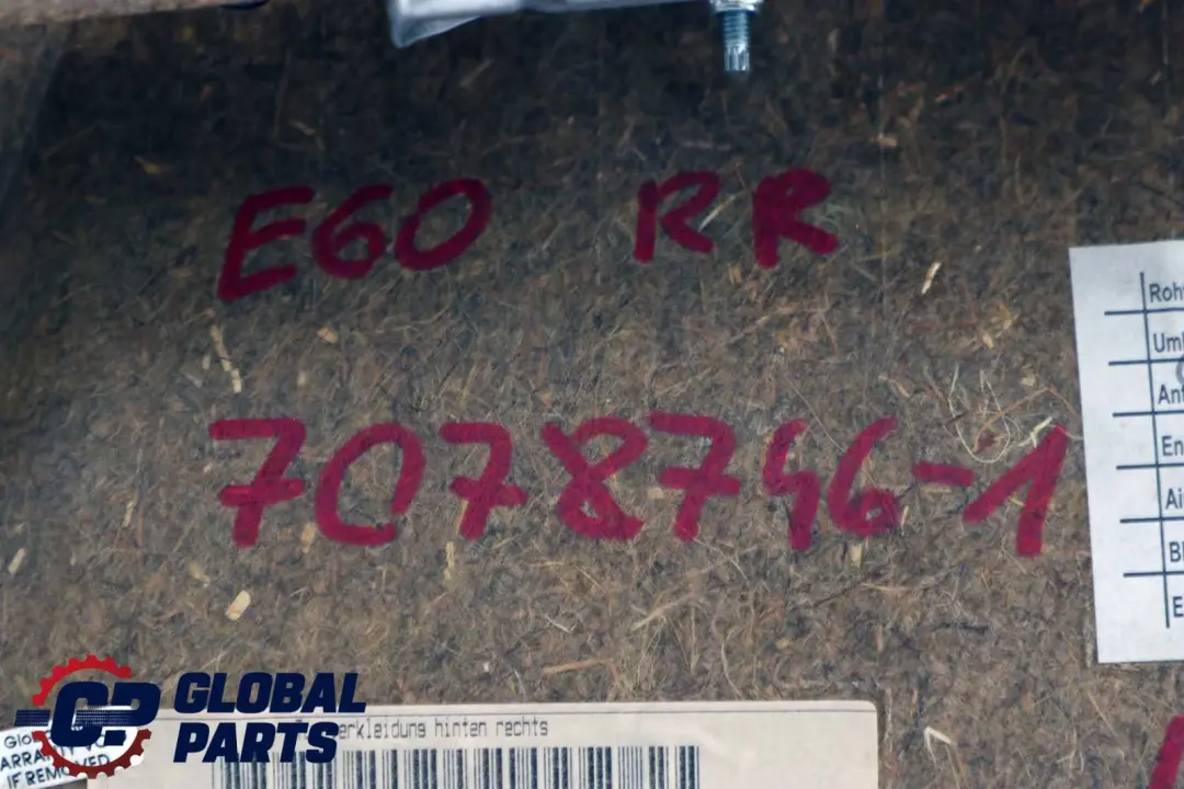 Pannello Porta Posteriore Destra Pelle Dakota Grigio per BMW E60 E61 con numero di parte 7078746 BMW E60 E61 Pannello Porta Posteriore Destra Pelle Dakota Grigio - SKU 7078746-1 - Numero di parte 7078746