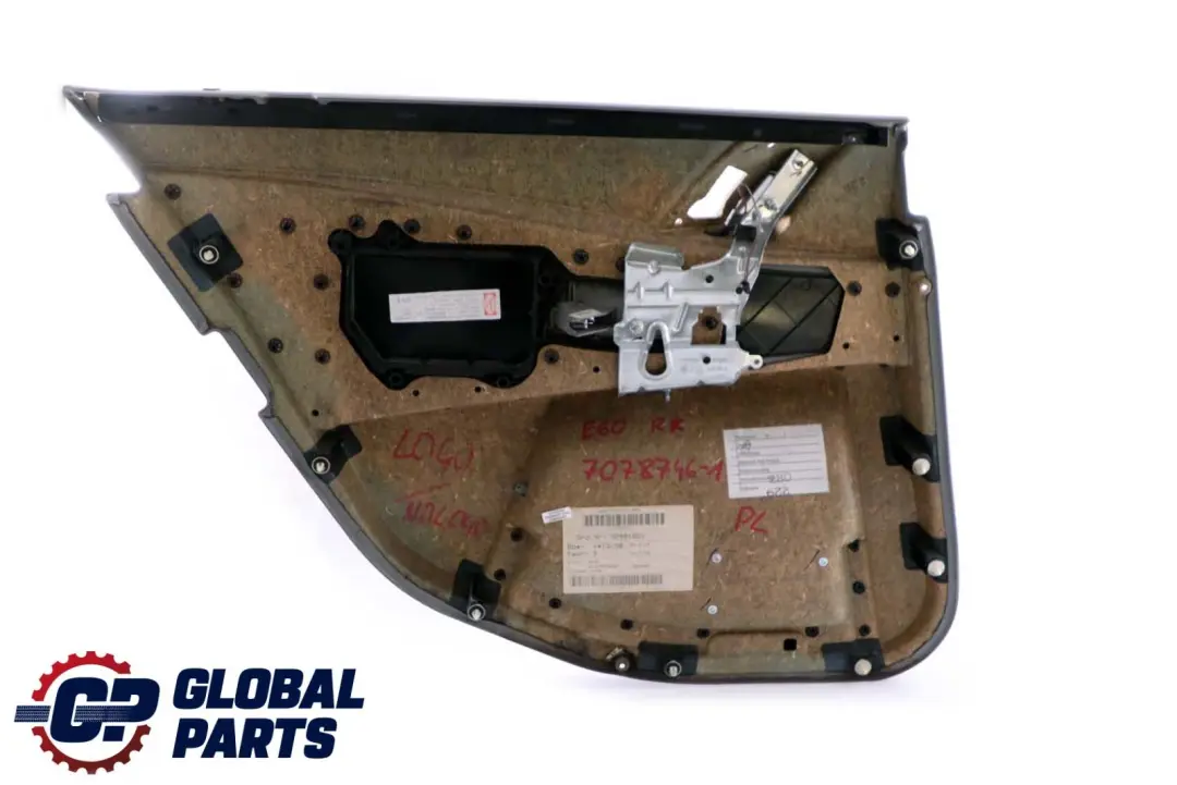 BMW E60 Door Card Rear Right O/S E61 Door Lining Leather Trim Panel Grey - SKU 7078746-1 - Part number 7078746