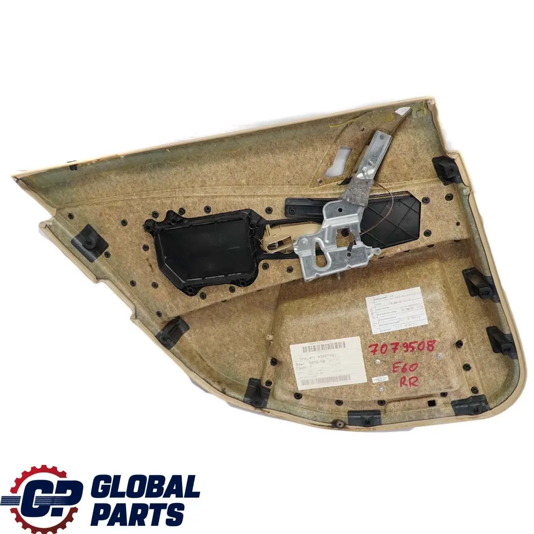 BMW 5 Series E60 E61 Rear Right O/S Door Card Leather Nasca Beige Lining Trim - SKU 7079508 - Part number 7079508