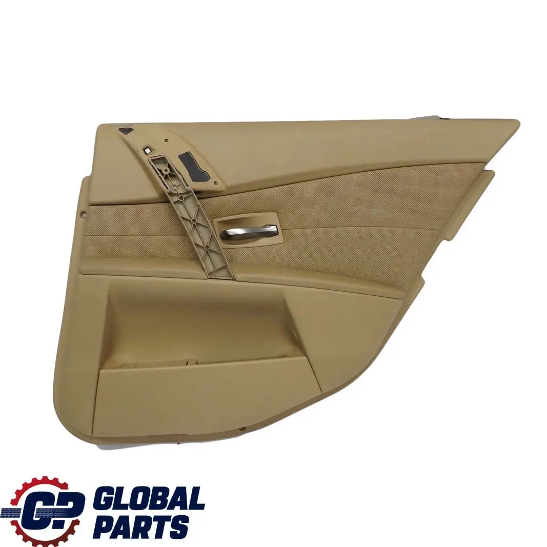 Right O/S Door Card Leather Nasca Beige Lining Trim to BMW 5 Series E60 E61 Rear with Part number 7079508 BMW 5 Series E60 E61 Rear Right O/S Door Card Leather Nasca Beige Lining Trim - SKU 7079508 - Part number 7079508
