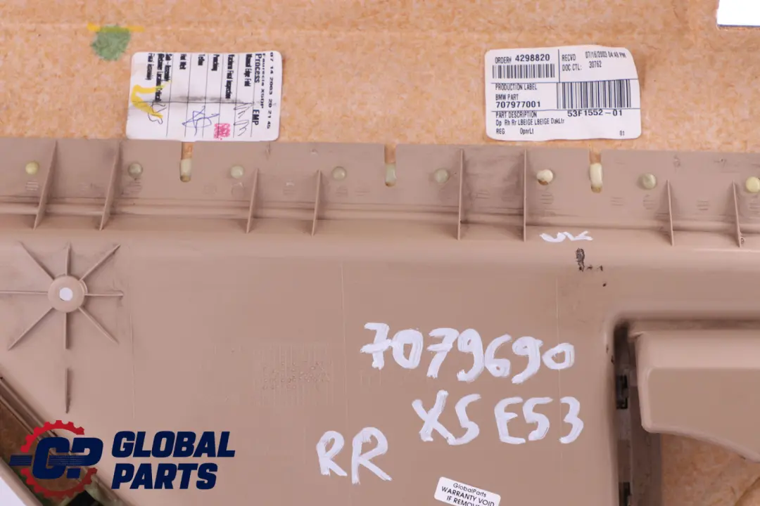 BMW X5 Series E53 Rear Right O/S Door Card Trim Panel Leather Beige Hellbeige 2 - SKU 7079690 - Part number 7079690