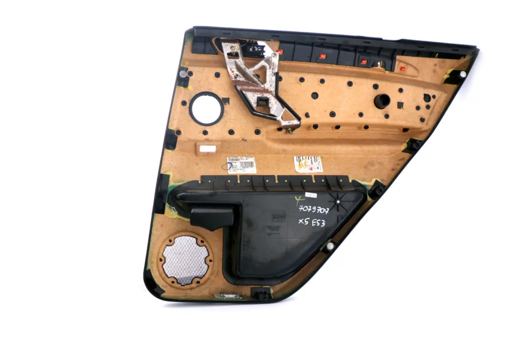 Left N/S Door Card Black Leather Interior Trim Panel to BMW X5 Series E53 Rear with Part number 7079707 BMW X5 Series E53 Rear Left N/S Door Card Black Leather Interior Trim Panel - SKU 7079707 - Part number 7079707