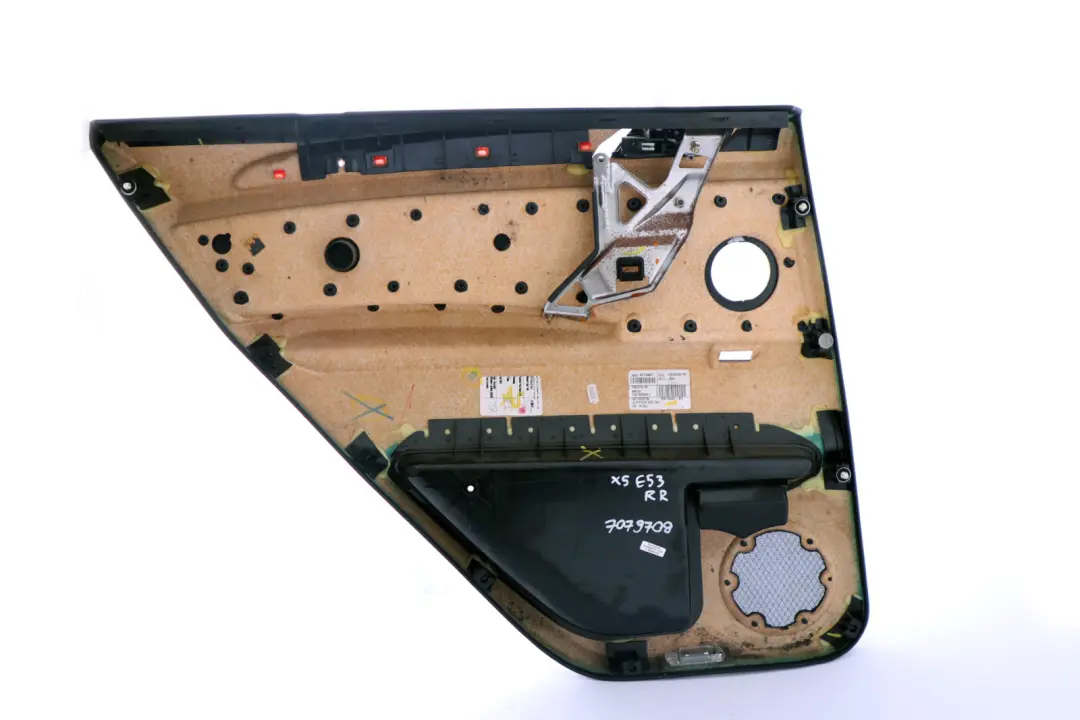 Right O/S Door Card Black Leather Interior Trim Panel to BMW X5 Series E53 Rear with Part number 7079708 BMW X5 Series E53 Rear Right O/S Door Card Black Leather Interior Trim Panel - SKU 7079708 - Part number 7079708