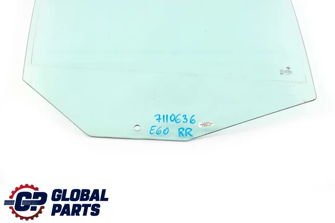 BMW E60 Side Window Glass Pane Green Door Rear Right O/S AS2 - SKU 7110636 - Part number 51357110636