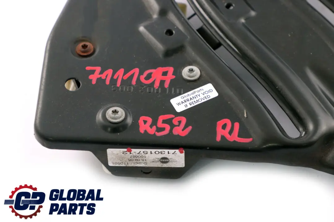 Mini Cooper R52 R57 Window Lifter Mech Regulator Motor Rear Left N/S - SKU 7111017 - Part number 7111017