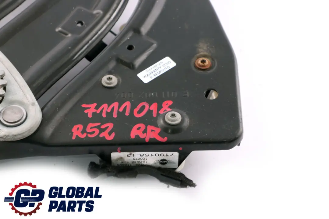 Leve-vitre electrique Arriere Droite 7130158 7190610 pour Mini Cabrio R52 R57 à propos du numéro de pièce 7111018 Mini Cabrio R52 R57 Leve-vitre electrique Arriere Droite 7130158 7190610 - SKU 7111018 - Numéro de pièce 7111018