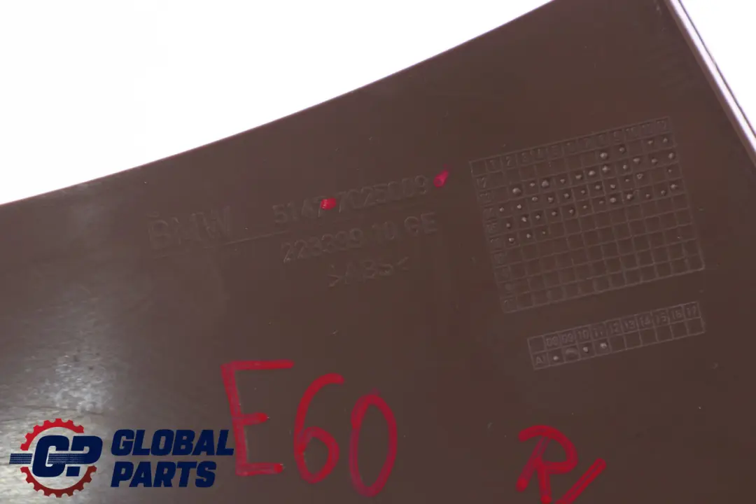 BMW 5 er E60 E61 LCI Abdeckleiste Einstieg Innen Hinten Links Braun 7025009 - SKU 7111193 - Teilenummer 7111193