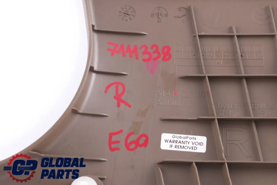 BMW E60 E61 LCI Rivestimento B Colonna Inferiore Destro Braun Tr?ffelbraun - SKU 7111338 - Numero di parte 7027090