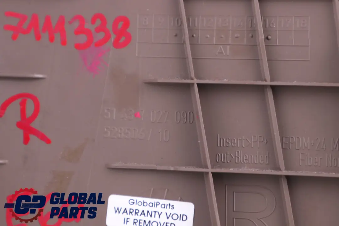 BMW 5 Series E60 E61 LCI Trim Panel B Column Bottom Pillar Right Brown O/S - SKU 7111338 - Part number 7027090