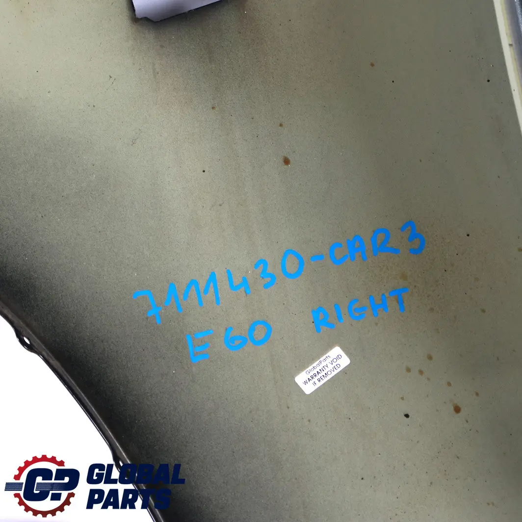 Front Right Wing Fender Side Panel O/S Carbonschwarz Black to BMW 5 E60 E61 3 with Part number 7111430 BMW 5 E60 E61 3 Front Right Wing Fender Side Panel O/S Carbonschwarz Black - SKU 7111430-CAR3 - Part number 7111430