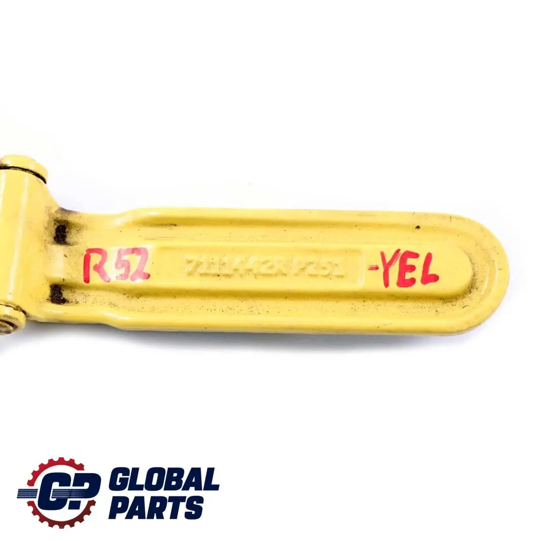 Boot Lid Hatch Hinge Right O/S Liquid Yellow 902 to BMW Mini R52 Cabrio Tailgate with Part number 7144002 BMW Mini R52 Cabrio Tailgate Boot Lid Hatch Hinge Right O/S Liquid Yellow 902 - SKU 7111442-YEL - Part number 7144002