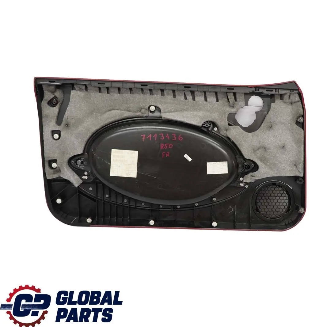 BMW Mini R50 Front Right O/S Door Card Trim Tartan Red Leather Anthracite - SKU 7113436 - Part number 7113436